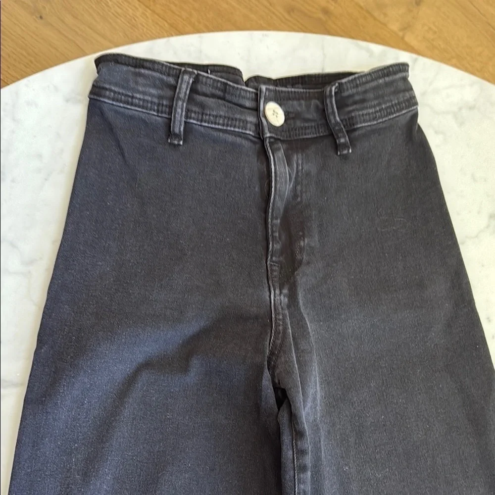 Zara Girls Black Wide Leg Jeans 11–12 152 Raw Hem